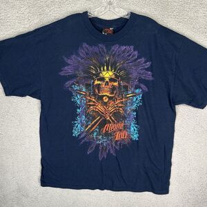 Vintage Miami Ink Shirt Mens 2XL Blue Skull Chief Tattoo Grunge‎ Crewneck Y2K